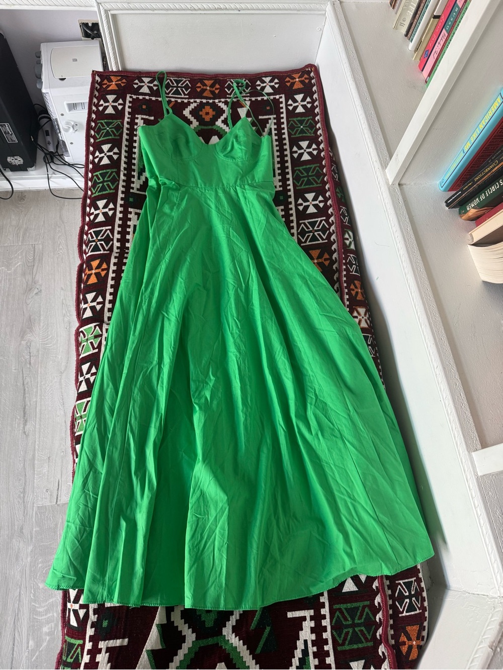 Zara Bright Green Spaghetti Strap Maxi Dress